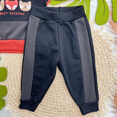 Conj. Casaco com Capuz Best Friends e Calça de Moletom - Ferrugem e Preto